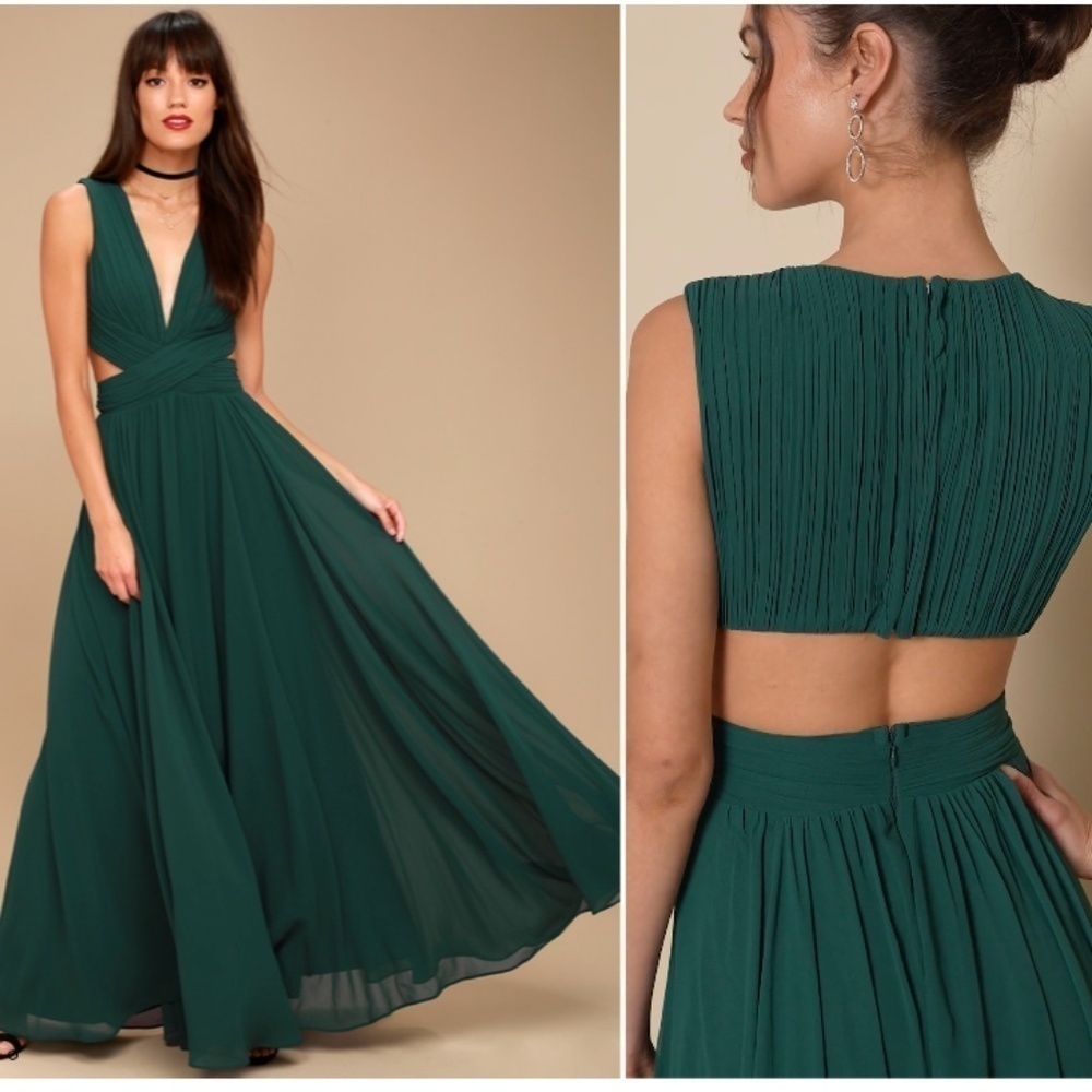 Lulu's Elegant Green Maxi Dress